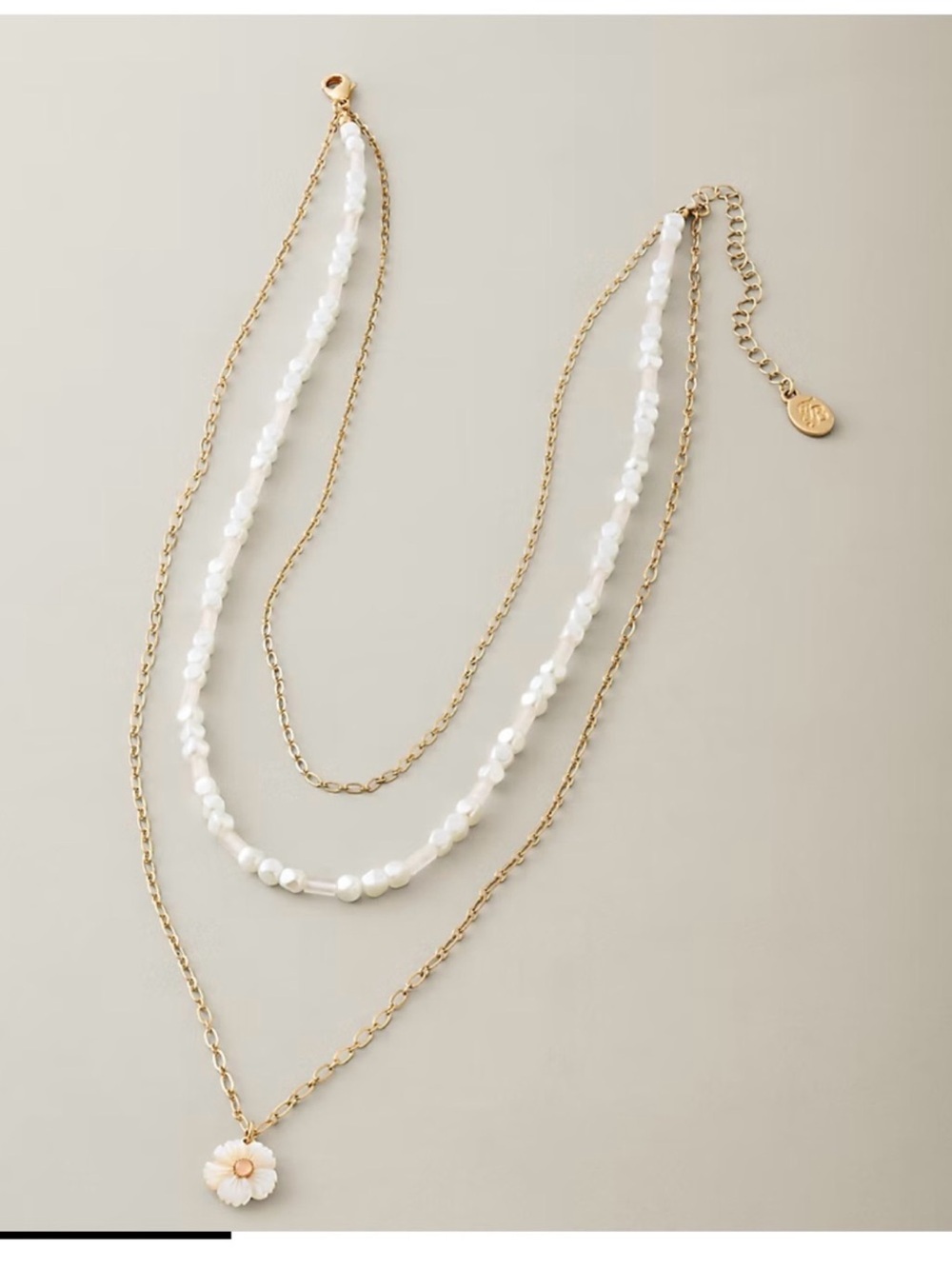 Tommy Bahama celestial sea mother of Pearl flower layered Necklace